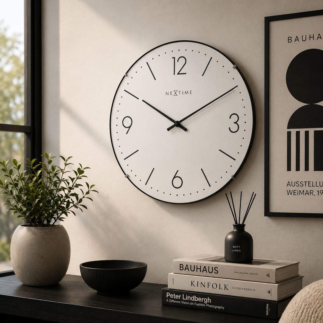 Wandklok 35 cm Bol Glas – Design Klok – Basic Dome