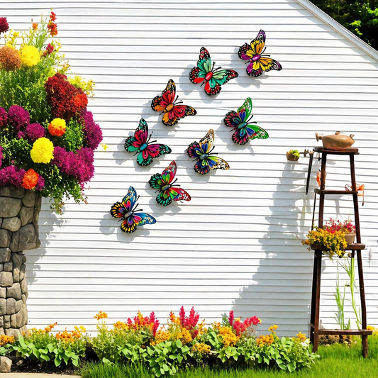 Metalen Vlinder Wanddecoratie Set 8 Stuks Muurdecor Vlinders Tuin Decoratie Buiten Binnen