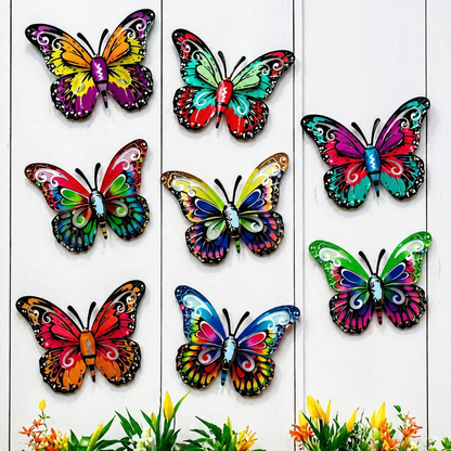 Metalen Vlinder Wanddecoratie Set 8 Stuks Muurdecor Vlinders