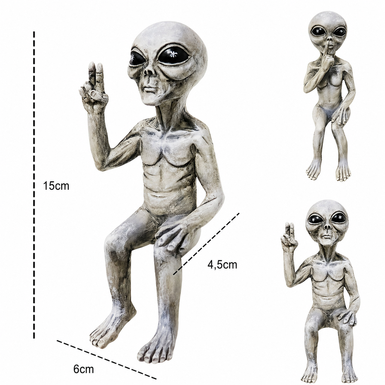 Alien Beeld met UFO – Tuin- en Halloween Decoratie van Kunsthars