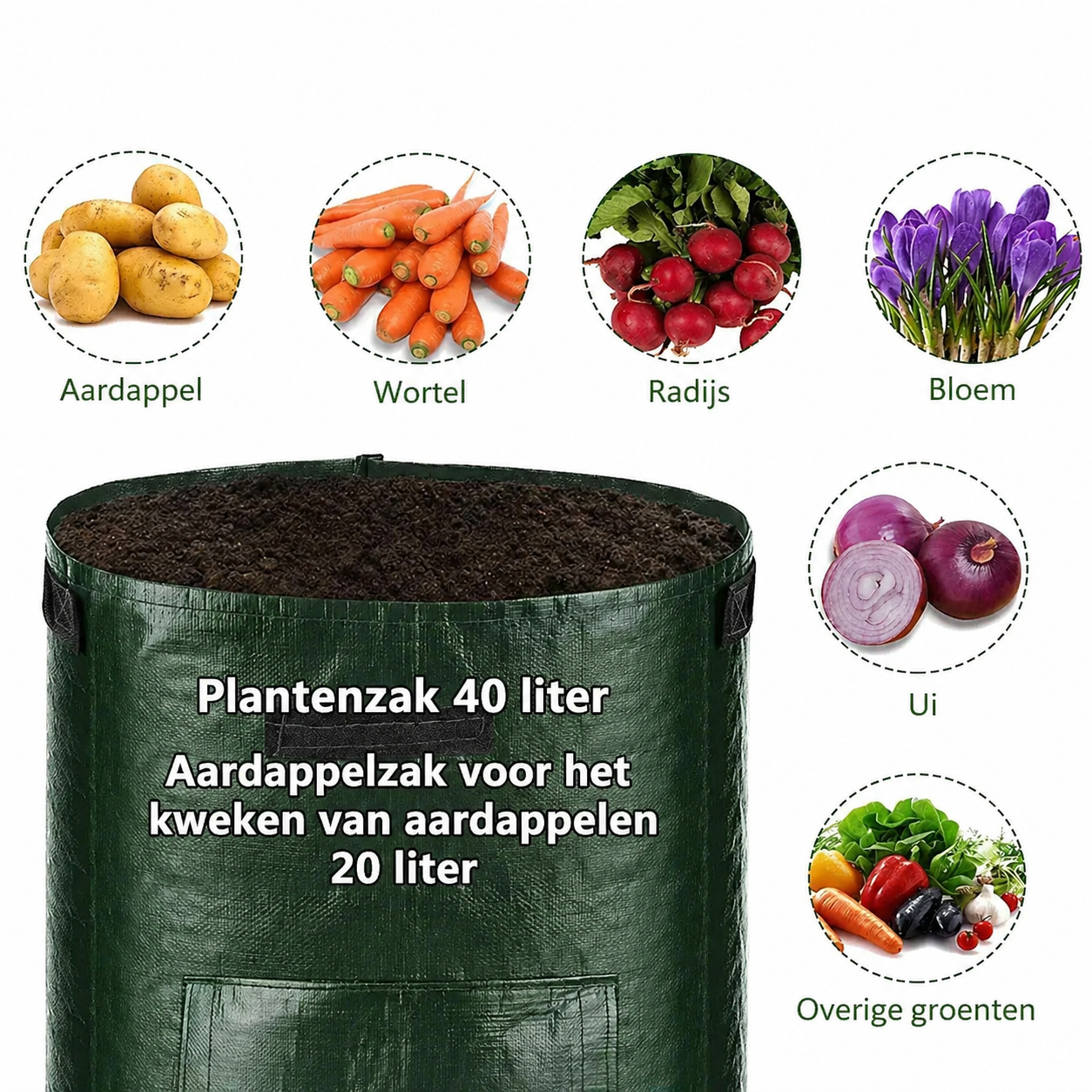 Aardappel Kweekzak Set – Voor Optimale Afwatering en Teelt
