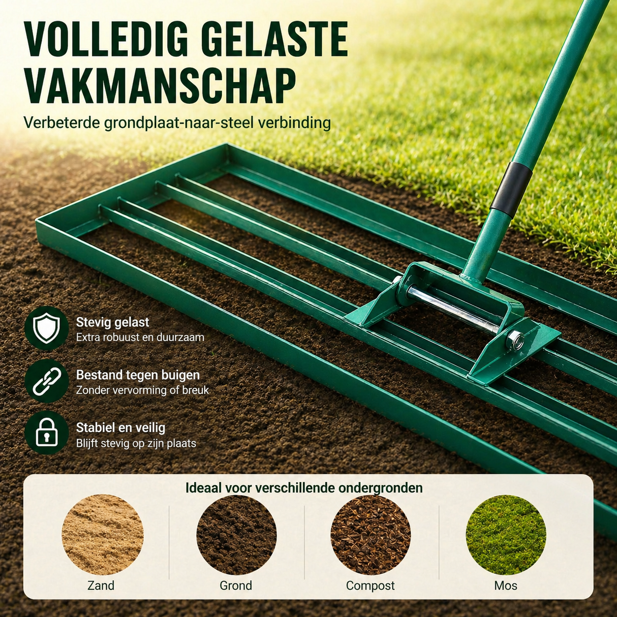 Stevige Tuinhark met Lange Steel – Voor Gazononderhoud
