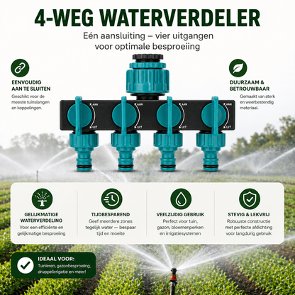 4-Weg Tuinslang Verdeler – Flexibele Waterverdeling voor de Tuin