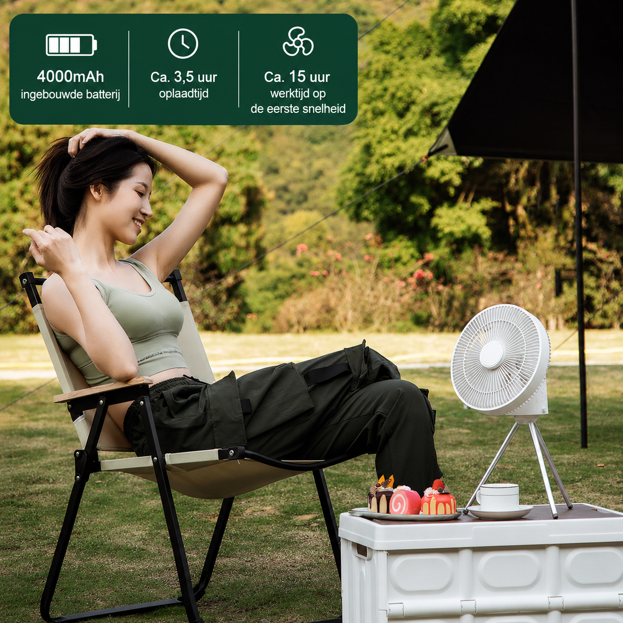 Oplaadbare Campingventilator.