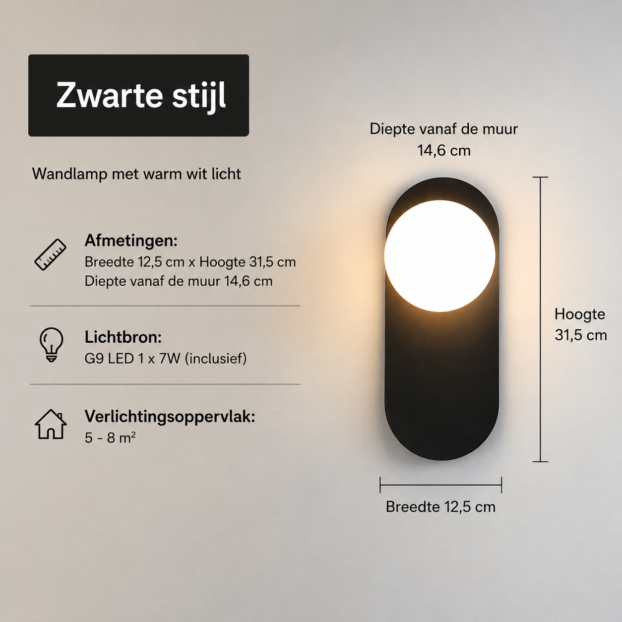 GildedGlimmer - Moderne LED Wandlamp met Glazen Bol