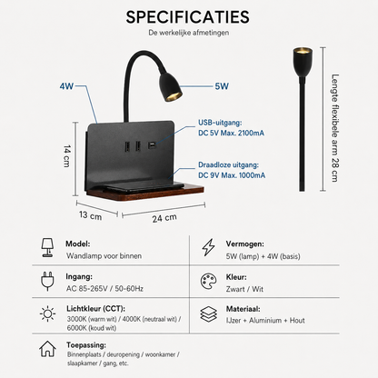 NatureCharge - Oplaadbare Wandlamp