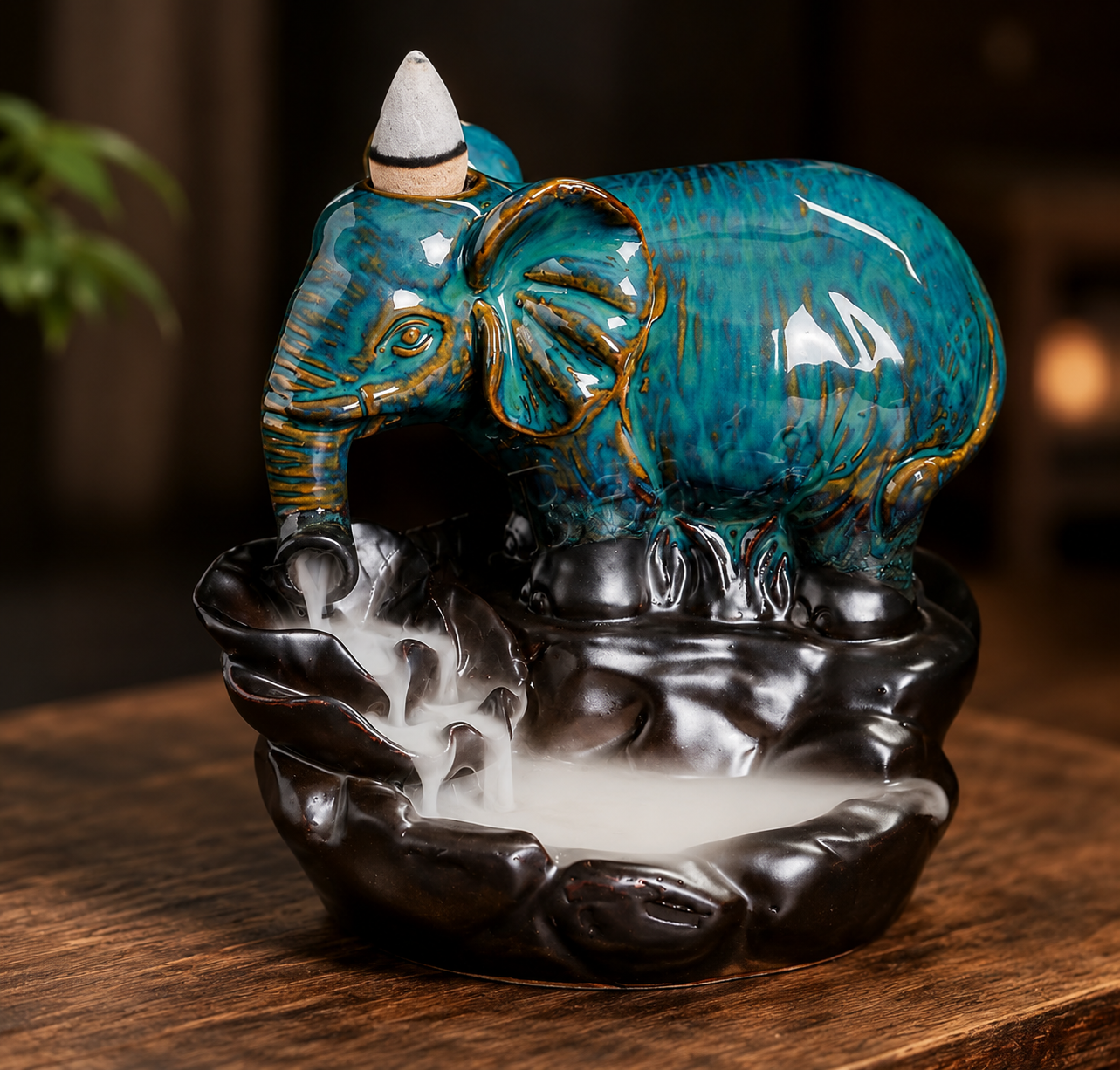 Blauwe Olifant Backflow Wierookhouder