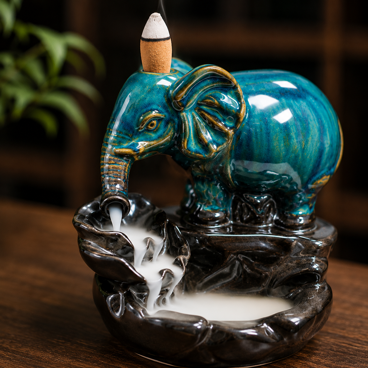 Blauwe Olifant Backflow Wierookhouder