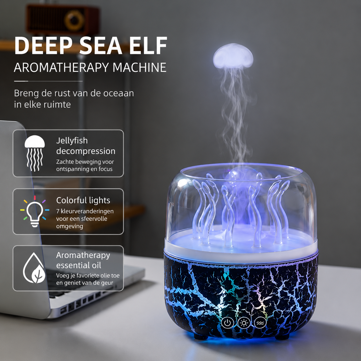 Kwallen diffuser – aroma luchtbevochtiger.