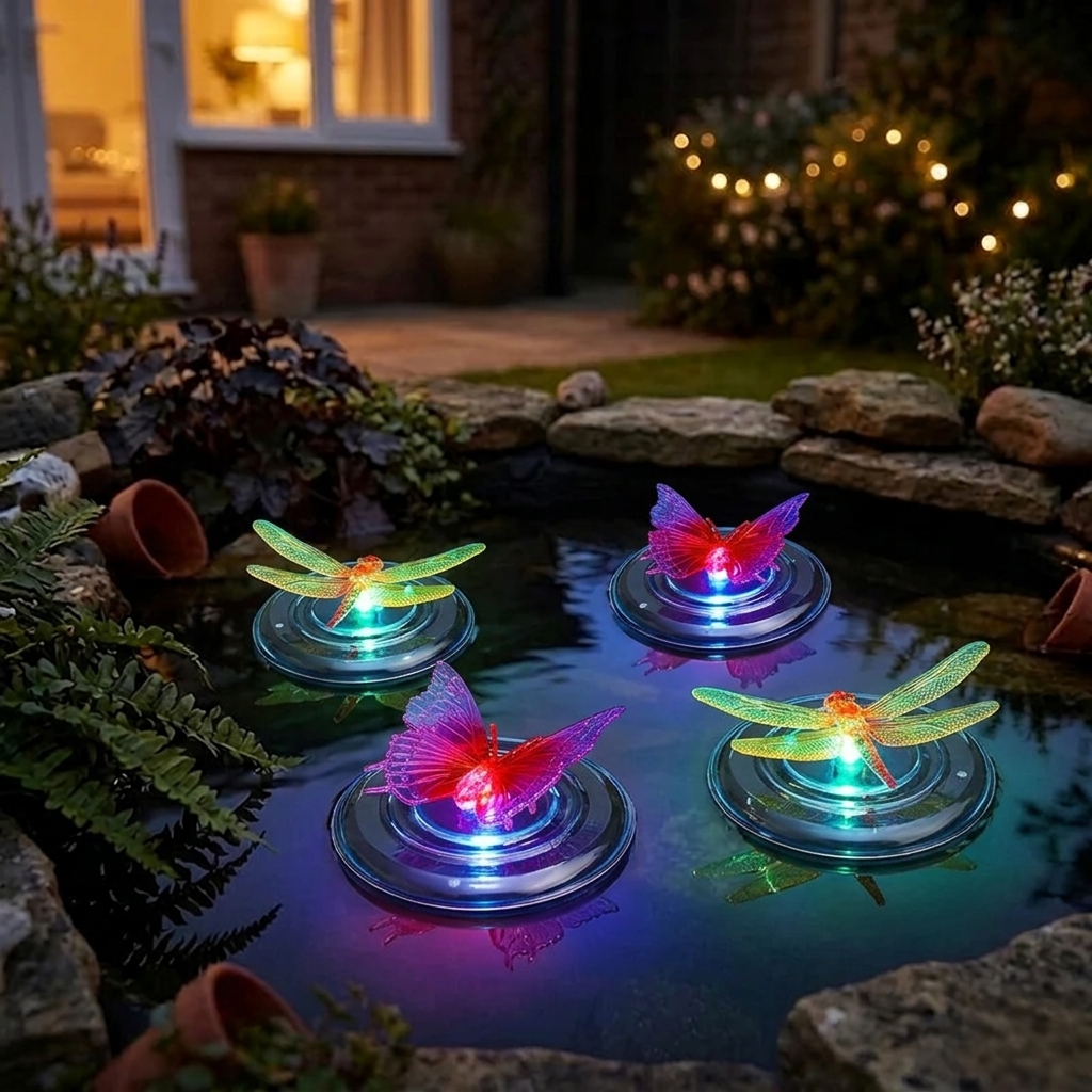 Drijvende Solar Tuinverlichting Set van 2 – Vlinder Libelle Tuinvijver