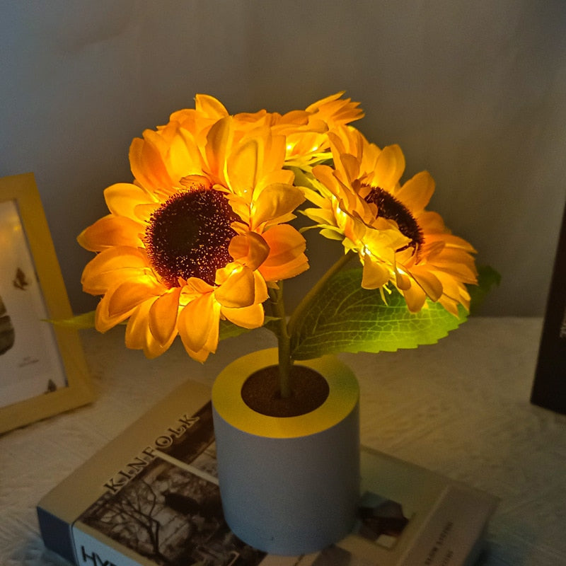 Zonnebloem LED Tafellamp Bloemen Nachtlamp Sfeerverlichting Romantisch Cadeau Bureau Lamp