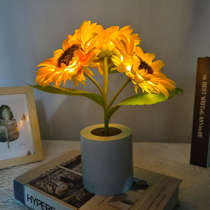 Zonnebloem LED Tafellamp Bloemen Nachtlamp Sfeerverlichting Romantisch Cadeau Bureau Lamp