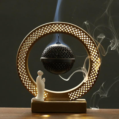Boeddha Backflow Wierookhouder met Licht