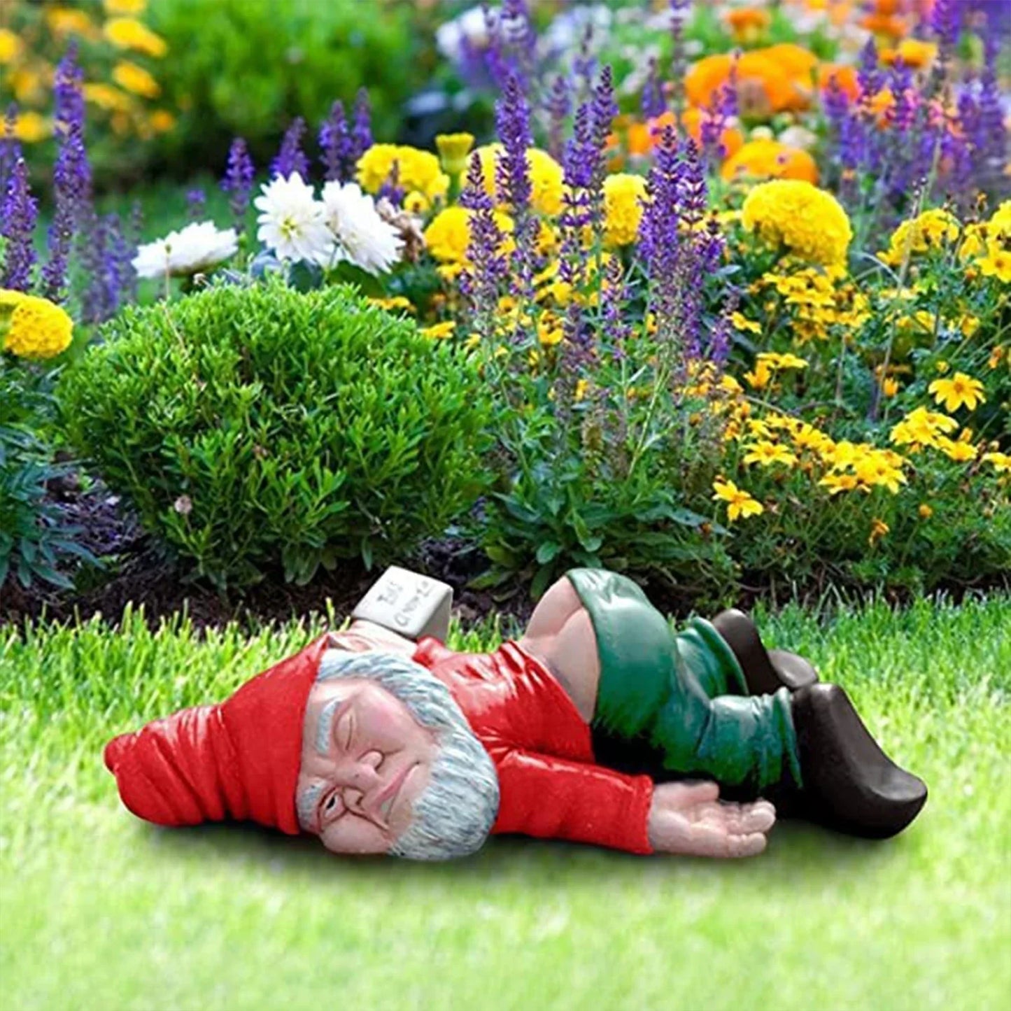 15 cm Rode Dronken Tuinkabouter Beeld – Tuin- en Bloempot Decoratie