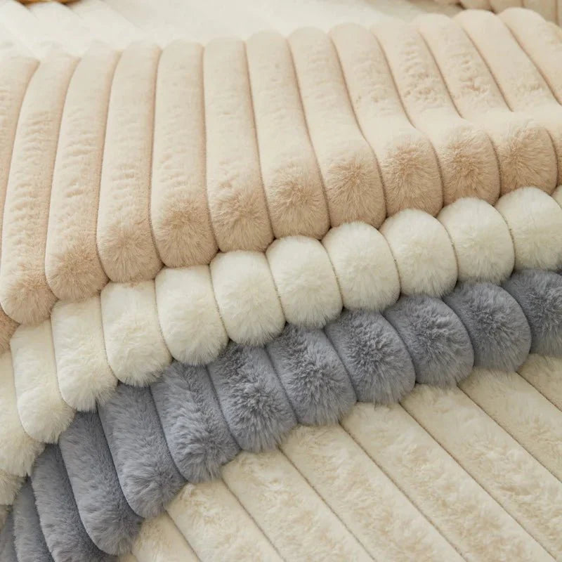 Winter bankhoes pluche – imitatie konijnenbont