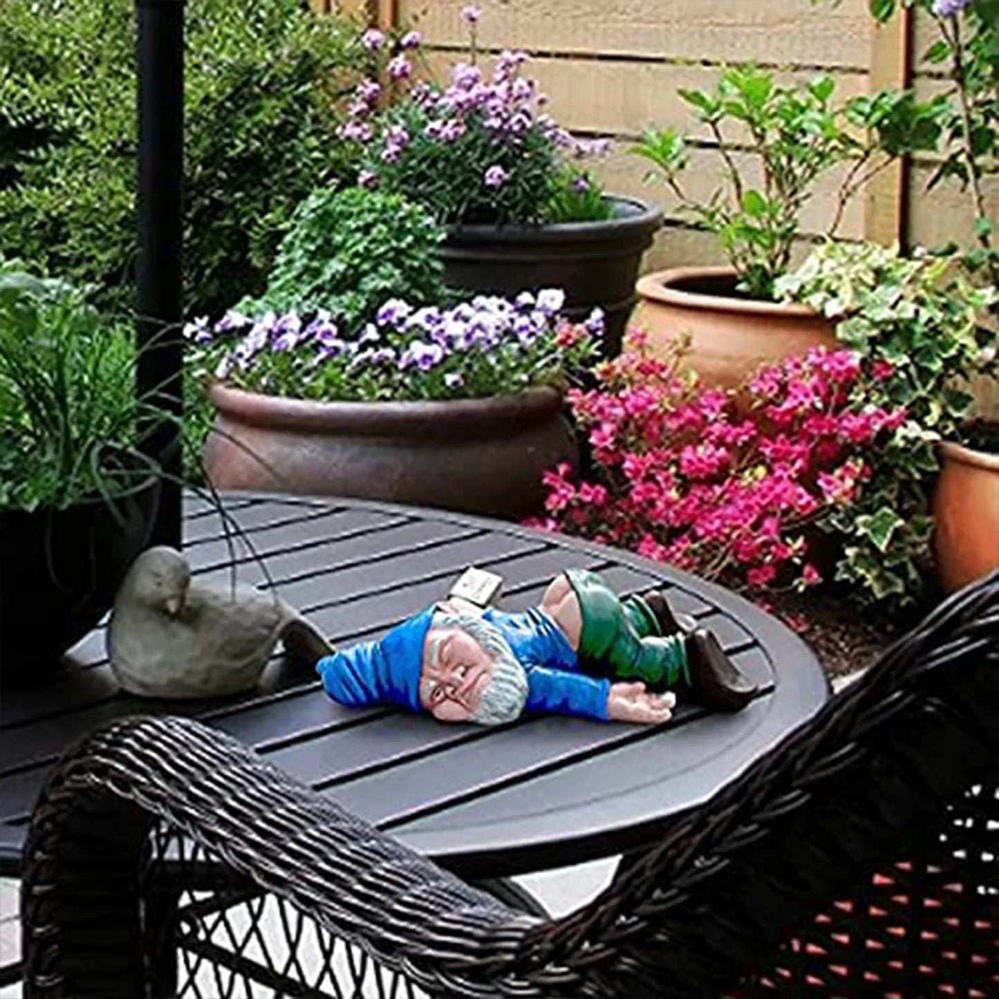 15 cm Rode Dronken Tuinkabouter Beeld – Tuin- en Bloempot Decoratie