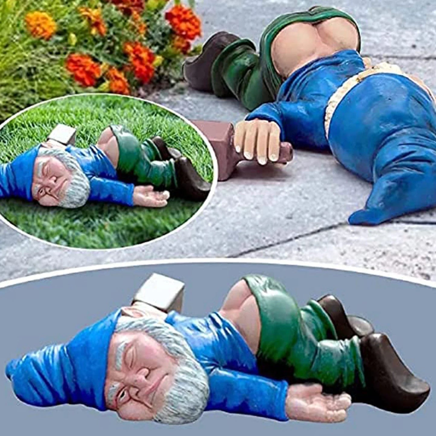 15 cm Rode Dronken Tuinkabouter Beeld – Tuin- en Bloempot Decoratie