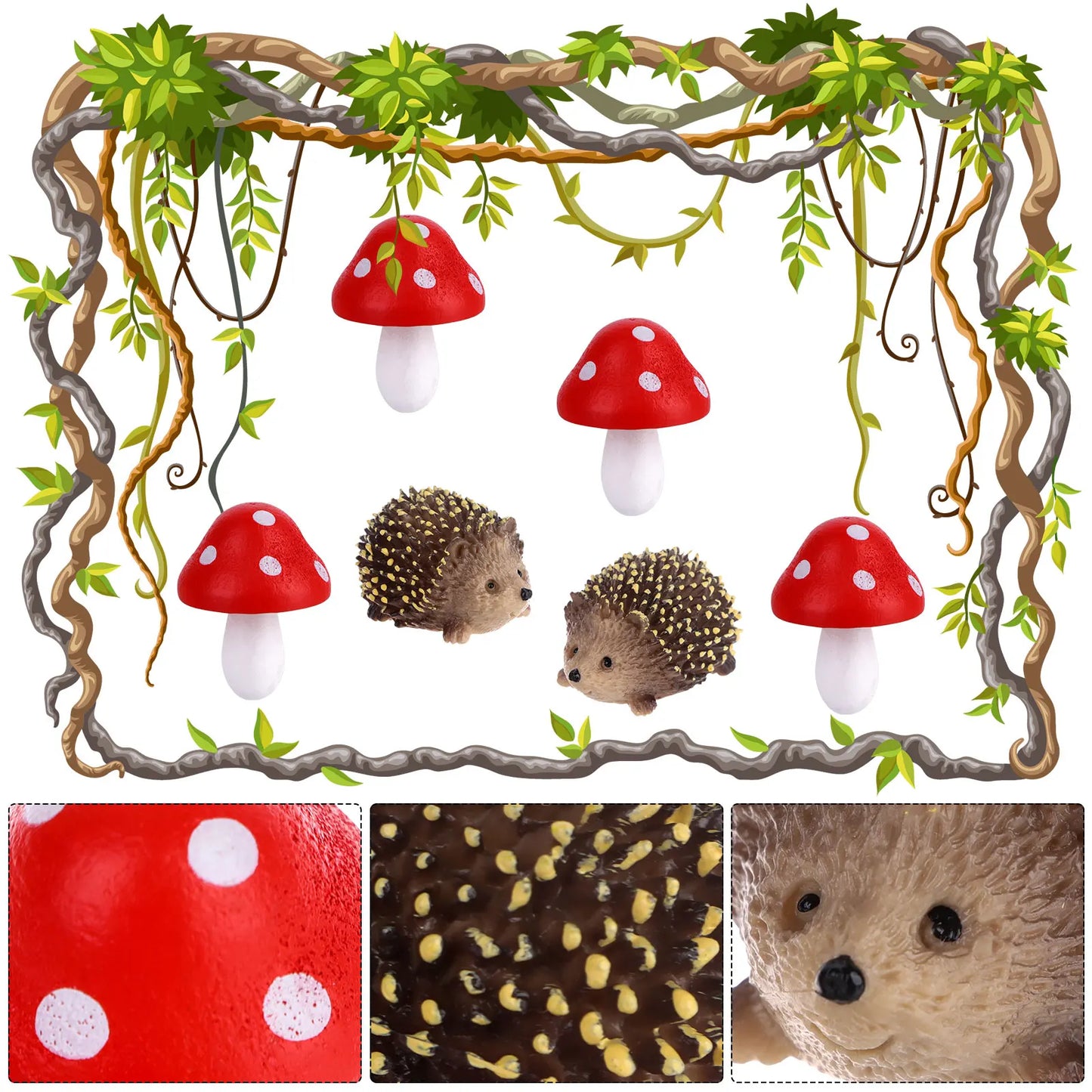 3/5/8 Stuks Mini Egel en Paddenstoel Beeldjes – Tuin- en Plantenpot Decoratie