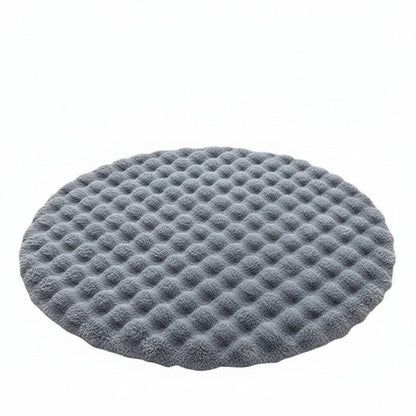 Rond hoogpolig vloerkleed – Scandinavische woonstijl