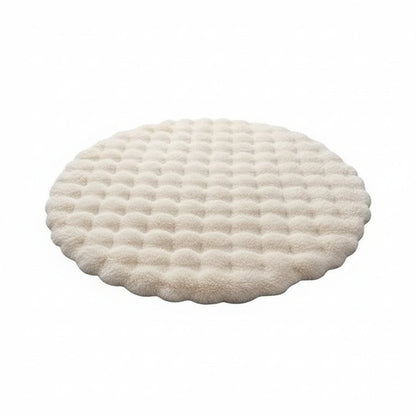 Rond hoogpolig vloerkleed – Scandinavische woonstijl