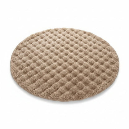 Rond hoogpolig vloerkleed – Scandinavische woonstijl