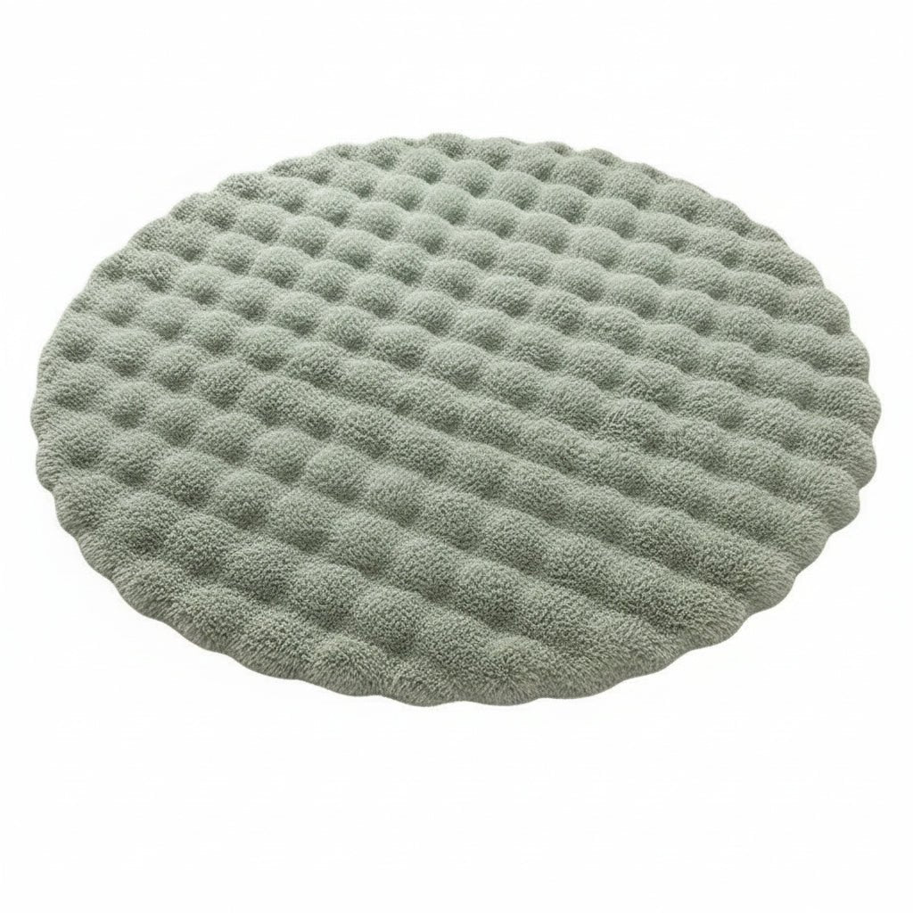 Rond hoogpolig vloerkleed – Scandinavische woonstijl