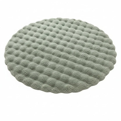 Rond hoogpolig vloerkleed – Scandinavische woonstijl