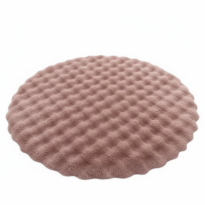 Rond hoogpolig vloerkleed – Scandinavische woonstijl