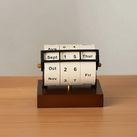 Houten draaikalender – bureau decoratie