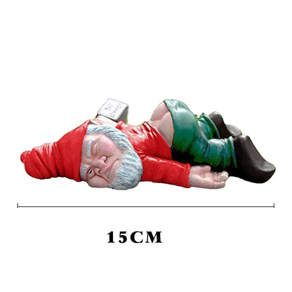 15 cm Rode Dronken Tuinkabouter Beeld – Tuin- en Bloempot Decoratie