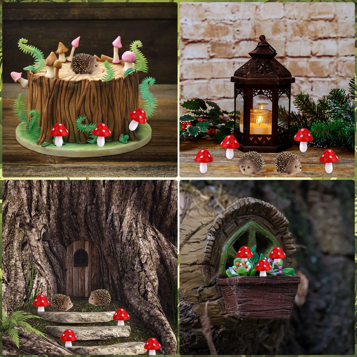 3/5/8 Stuks Mini Egel en Paddenstoel Beeldjes – Tuin- en Plantenpot Decoratie