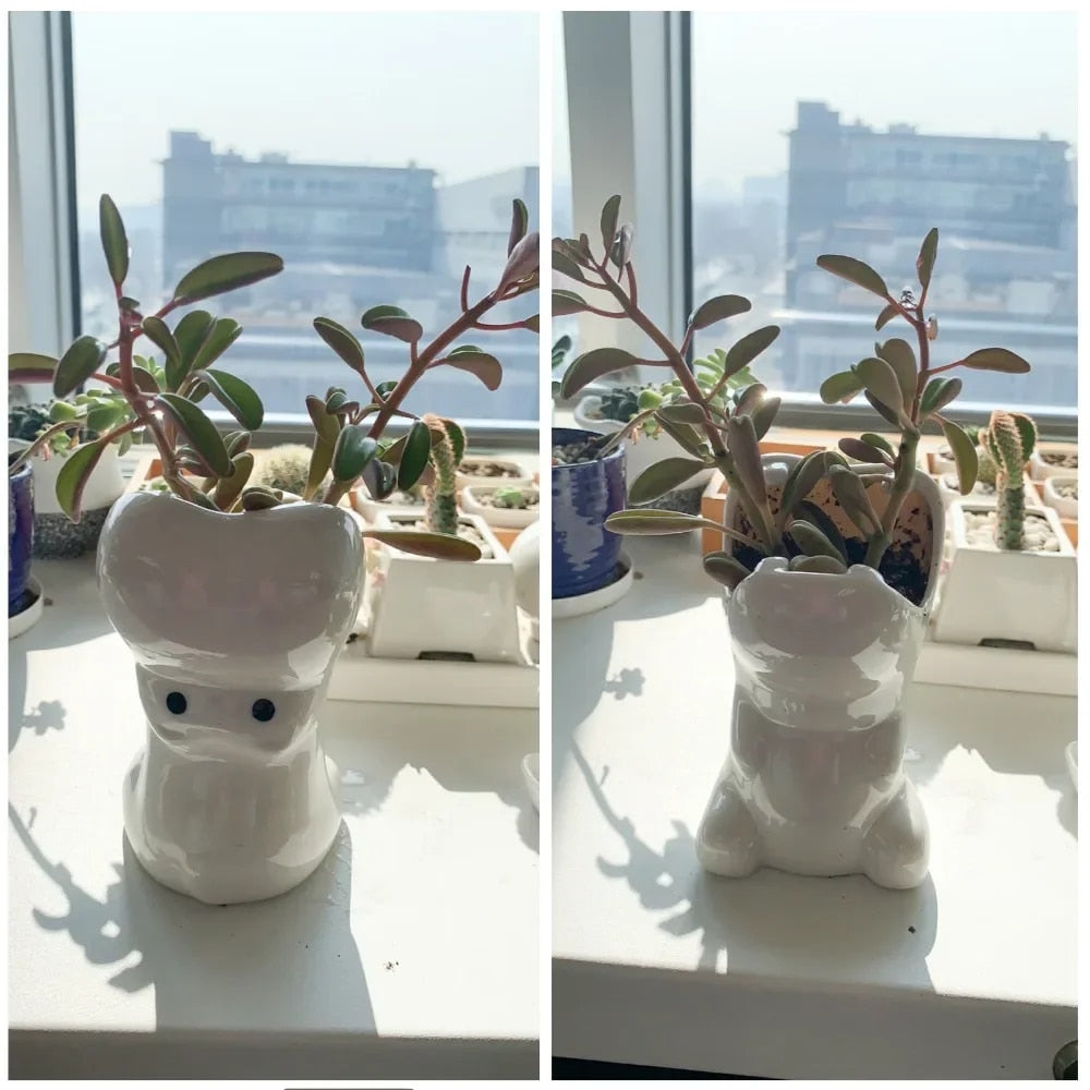 Witte Keramische Nijlpaard Bloempot
