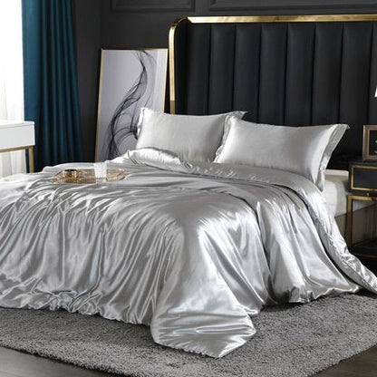 Luxe Zijden Beddengoed Set - 4 Stuks (1 Platte Lakens + 1 Dekbedovertrek + 2 Kussenslopen)