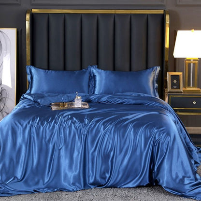 Luxe Zijden Beddengoed Set - 4 Stuks (1 Platte Lakens + 1 Dekbedovertrek + 2 Kussenslopen)