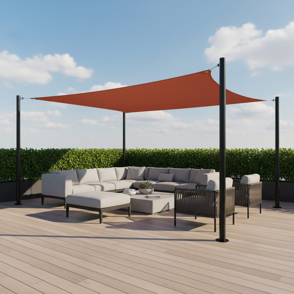 Perel Zonnezeil Rechthoek 4x3m Terracotta lifestyle