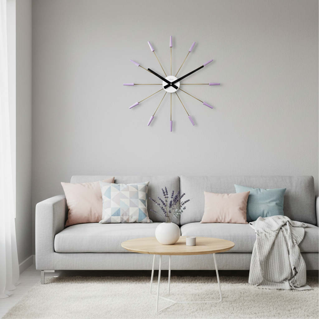 Stille Wandklok 58 cm Pins/RVS