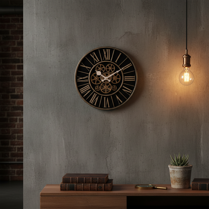 Wandklok 50 cm Tandwielen – Industriële Design Klok