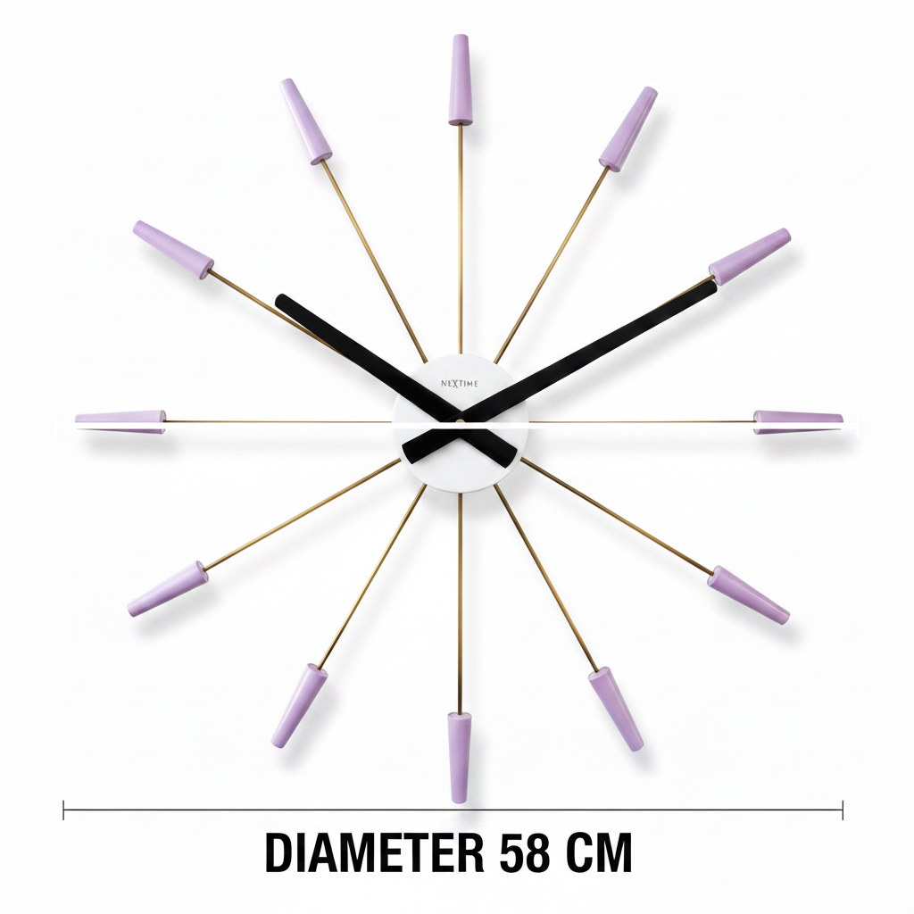 Stille Wandklok 58 cm Pins/RVS
